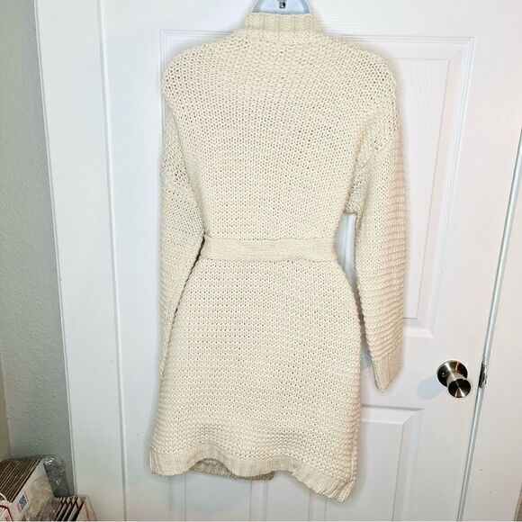 Miracle Relax More Ivory Midi Cardigan Tie Chunky Knit M/L - Picture 10 of 13
